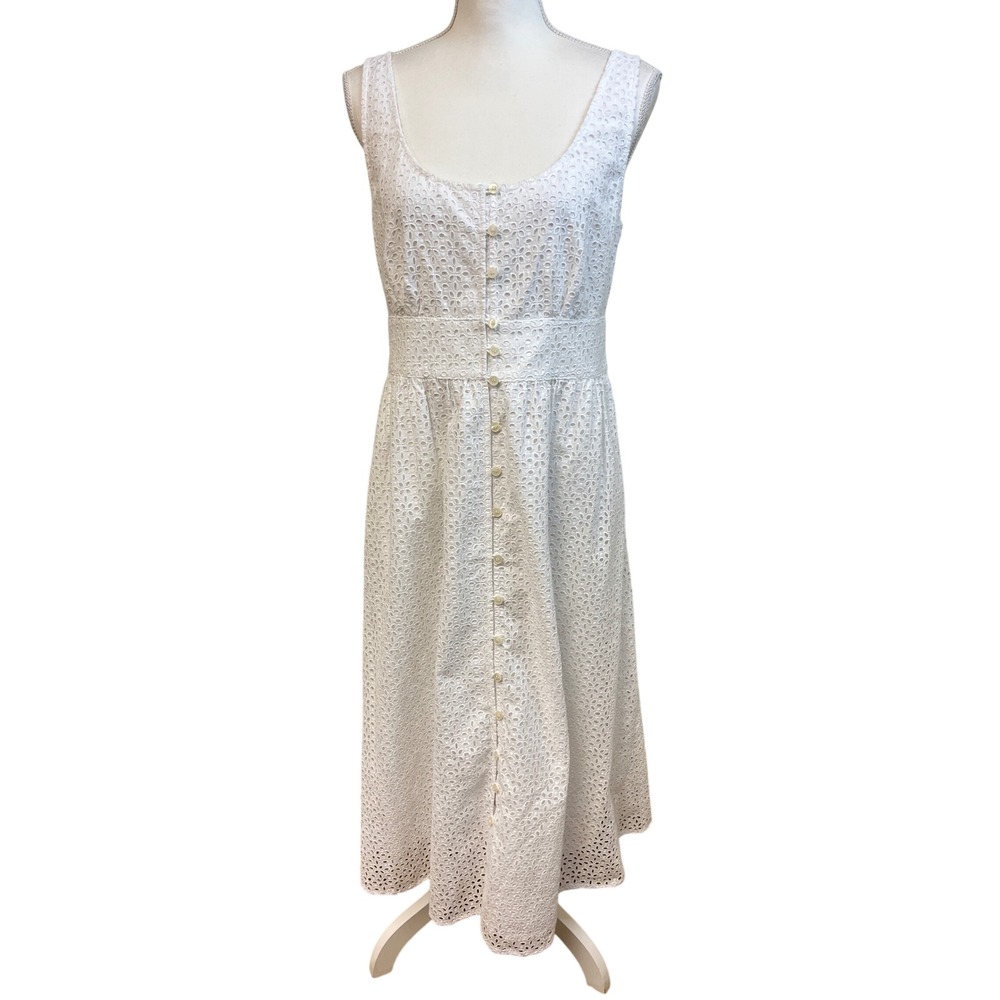 J CREW New White Lace Midi Dress 8 Coquette Cottage Wedding Bridal Shower NWT